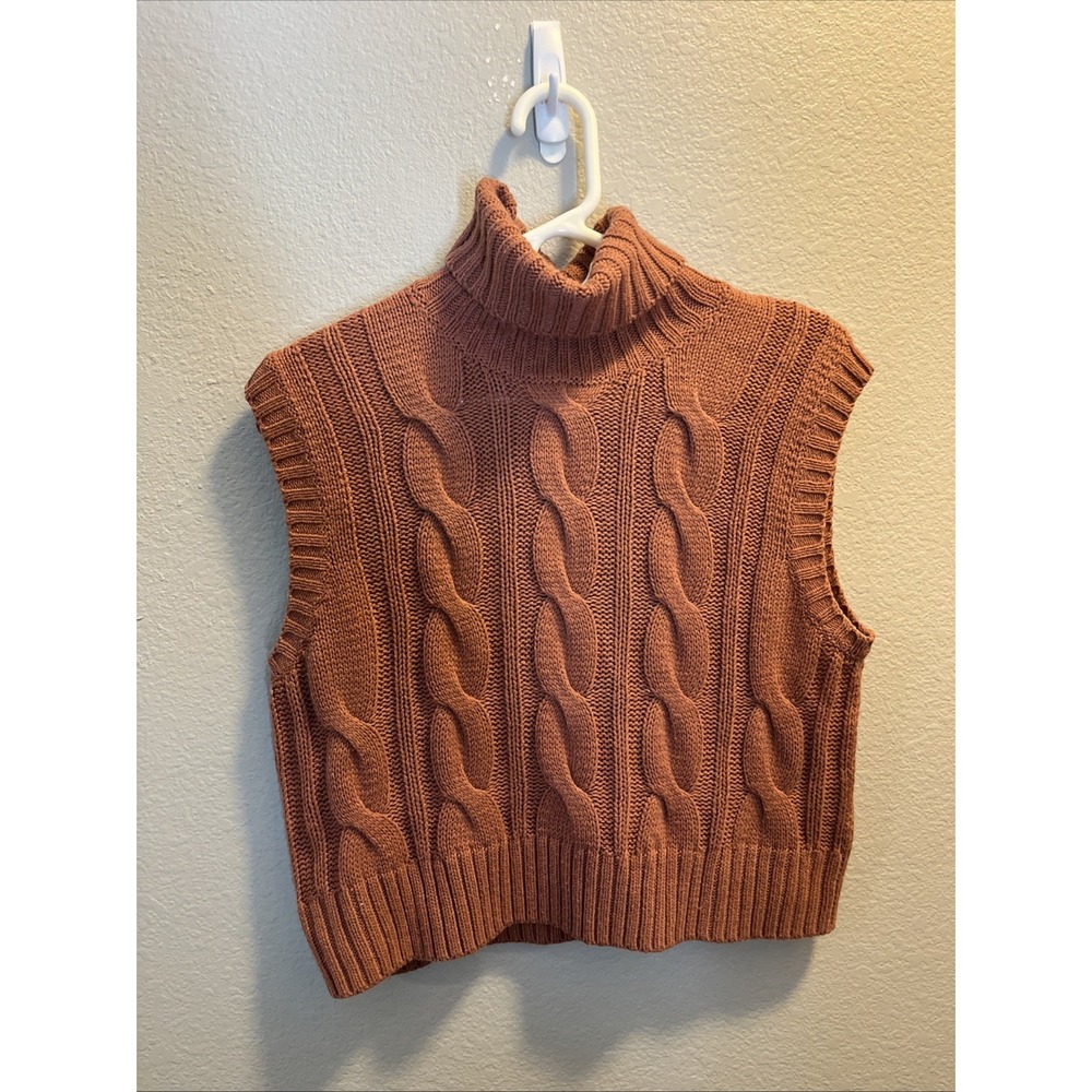 Pink Rose Womens Sweater Sz Large Knit Stretch Comfort‎ Sleeveless Warm Brown